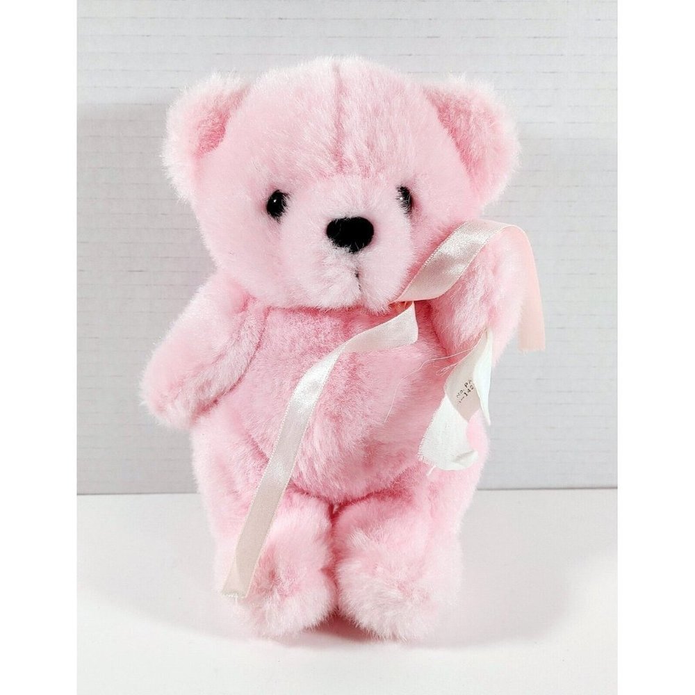 Best Made Toys Pink Teddy Bear  with Pink Bow Moving Arms & Legs Plush Vintage